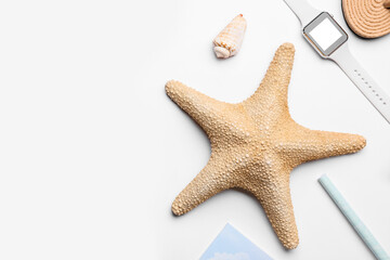 Beautiful starfish on white background, closeup