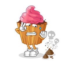 cupcake with stinky waste illustration. character vector