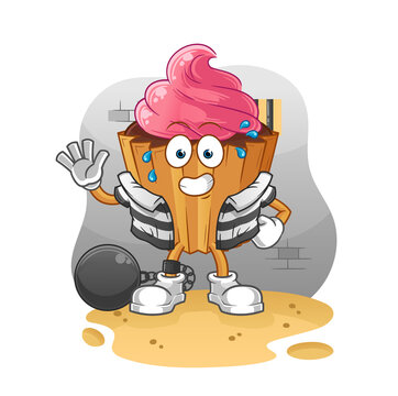 recommend clip art: cupcake criminal in jail. cartoon character