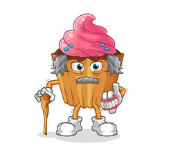 cupcake white haired old man. character vector