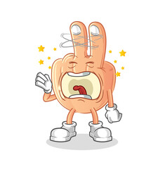 peace finger head cartoon yawn character. cartoon mascot vector