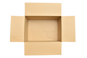 Empty box packing for things, cardboard box isolated on white background.