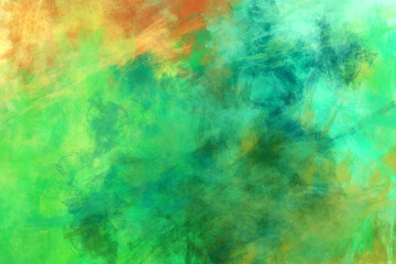 Colorful abstract paint background blue green orange tropical spring summer colors painting texture with bright brush strokes pattern