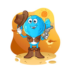 candy head cartoon cowboy with gun character vector