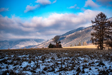 winter landscape with snow covered mountains, western tatras, Liptov, Slovakia, Europe