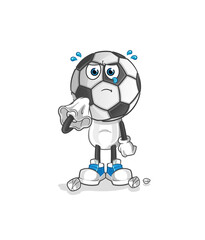 football head cartoon cry with a tissue. cartoon mascot vector