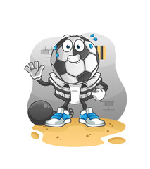 football head cartoon criminal in jail. cartoon character