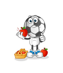 football head cartoon eating an apple illustration. character vector