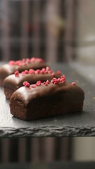 Chocolate brownie on the counter
