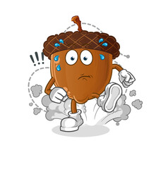 acorn head cartoon running illustration. character vector