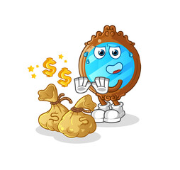 mirror refuse money illustration. character vector