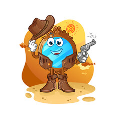 mirror cowboy with gun character vector