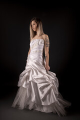 Fototapeta premium Sexy Bride Back Wedding Dress.