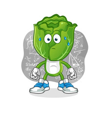 cabbage head cartoon thinking hard vector. cartoon character