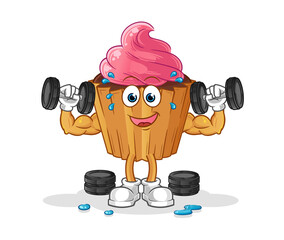 cupcake weight training illustration. character vector