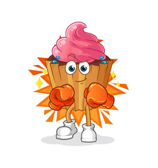 cupcake boxer character. cartoon mascot vector