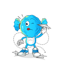 candy head cartoon with paper plane character. cartoon vector
