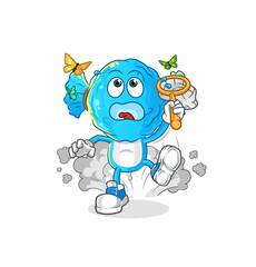 candy head cartoon catch butterfly illustration. character vector