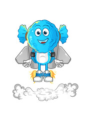 candy head cartoon with jetpack mascot. cartoon vector