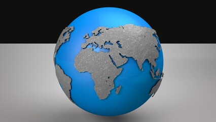 3d globe illustration. 3D render of planet earth. Europe and Africa view.