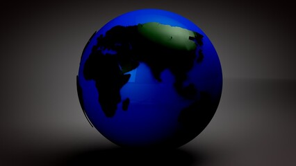 3d globe illustration. 3D render of planet earth. Night view.