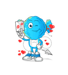 candy head cartoon hold love letter illustration. character vector