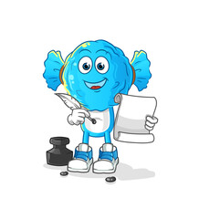 candy head cartoon writer vector. cartoon character