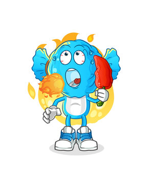 candy head cartoon eat hot chilie mascot. cartoon vector