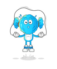 candy head cartoon jump rope exercise. character vector