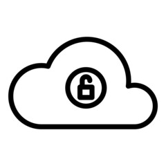 Cloud Data Unlock Flat Icon Isolated On White Background