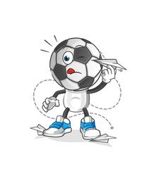 football head cartoon with paper plane character. cartoon vector