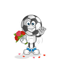 football head cartoon with bouquet mascot. cartoon vector