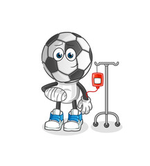 football head cartoon sick in IV illustration. character vector