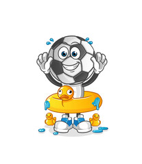 football head cartoon with duck buoy. cartoon mascot vector