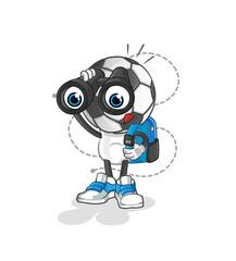football head cartoon with binoculars character. cartoon vector