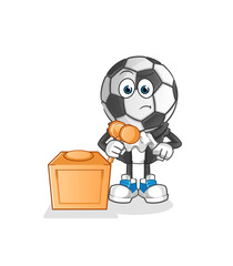 football head cartoon judge holds gavel. character vector