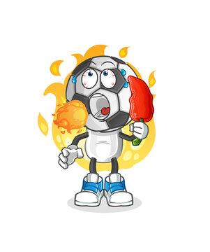 football head cartoon eat hot chilie mascot. cartoon vector