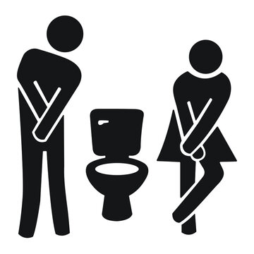 Waiting people for the toilet vector icon flat style isolated