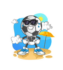 football head cartoon sunbathing in summer. character vector