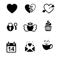 set of icons for valentine. icons set  Heart-shaped, heart-to-heart vector illustration 