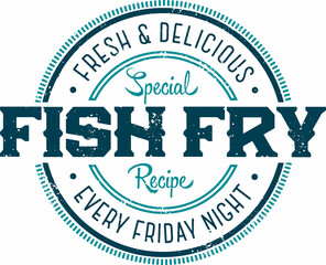 Friday Fish Fry Restaurant Menu Special Stamp - 485925860