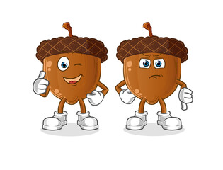 acorn head cartoon thumbs up and thumbs down. cartoon vector © dataimasu