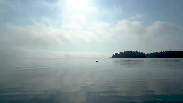morning on the lake with fog