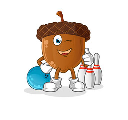acorn head cartoon play bowling illustration. character vector © dataimasu