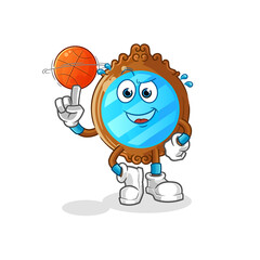 mirror playing basket ball mascot. cartoon vector