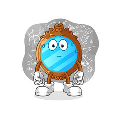 mirror thinking hard vector. cartoon character