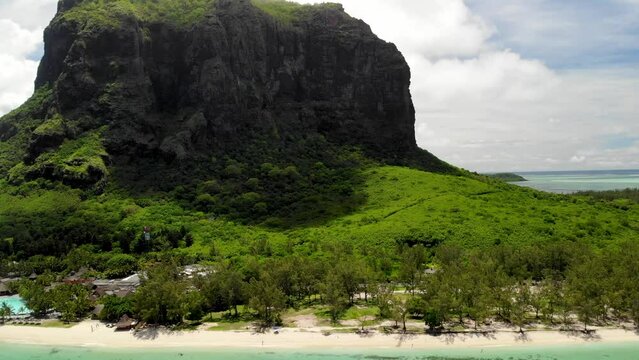 Aerial view on Le Morne mountain in Mauritius