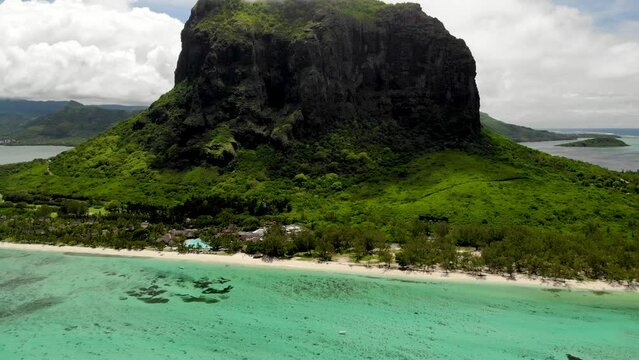 Aerial view on Le Morne mountain in Mauritius