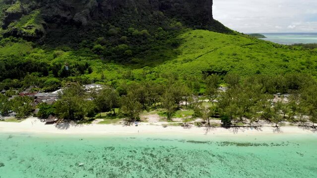 Aerial view on Le Morne mountain in Mauritius