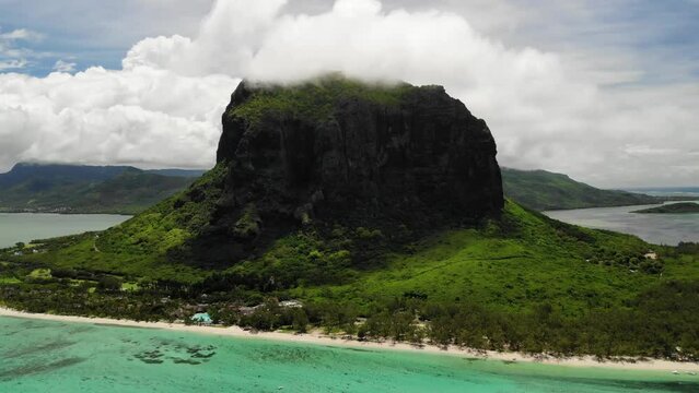 Aerial view on Le Morne mountain in Mauritius